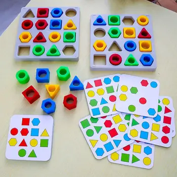 Educația Timpurie Jucării De Forme Geometrice Puzzle De Potrivire De Culoare De Învățare Jucarii Din Lemn Pentru Copii Interactive Joc De Luptă De Partid S6r3