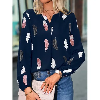 Femei de moda de Imprimare Camasi Vintage de Primăvară Toamnă Lungă Maneca Tricouri Tricou Bluza Top Vrac Topuri Casual S-5XL