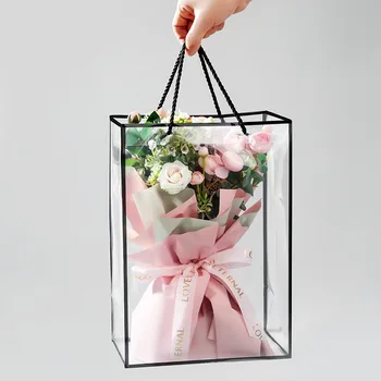 Flori Cutie PVC Transparent Cutie de Cadou de Ambalare Saci de Floraria Flori de Trandafir Ambalaj Sac Cu Mâner Copil de Dus Consumabile de Nunta