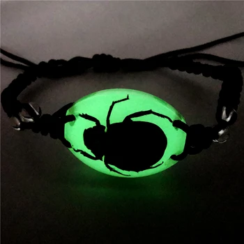Glow În Întuneric Manual Rasina Bratara Verde Luminos Beetle Insecte Brățări pentru Bărbați, Băieți, Femei, Bijuterii Cadouri