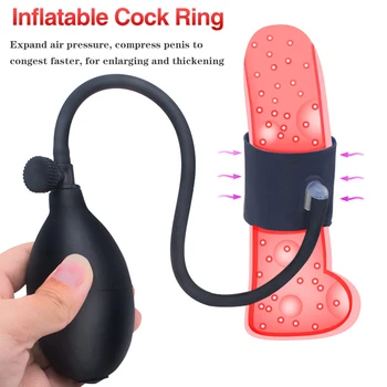Gonflabile Penis Inel De Jucării Sexuale Libidoului De Sex Masculin Accesoriu Pompa De Silicon De Pompare Scrot Maneca Erectie De Blocare A Materialului Seminal Face Exercitii Penis