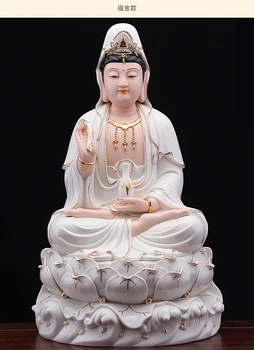 Grad ridicat de acasă de familie eficace Talisman FENG SHUI Mascota Guanyin PU SA Buddha lucrate Manual din Portelan Sculptura statuie 30cm
