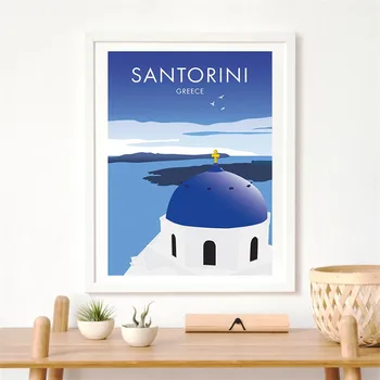Grecia Santorini Turism Poster Panza Pictura Franța Italia Phuket Dubai, New York, Londra, Portugalia De La Veneția Arta De Perete Decor Acasă