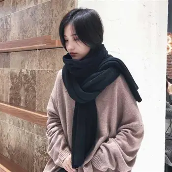 Gros Cald Eșarfă de Iarnă Pentru Femei Culoare Pură Doamnelor Cashmere Imitație de sex Feminin Șaluri și Împachetări Hijab Furat Bufanda Echarpe