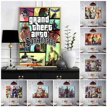 GTA 5 San Andreas Vice City Epocă Panza Arta Print Tablou Poster Poze de Perete Pentru Living Home Decor Decor de Perete