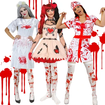 Halloween Cosplay Costum De Asistenta Șosete Sângeroase Mare Ciorapi Femei, Ciorapi Pătată De Sânge Șosete Mari Halloween Peste Genunchi Șosete