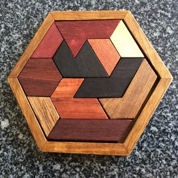 Hexagonal Din Lemn Forme Geometrice Puzzle-Uri De Șah, Tabla De Joc Montessori Jucarii Educative Inteligenta Jucarii