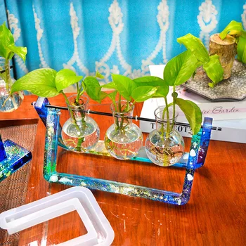 Hidroponice Suport Mucegai Silicon în formă de U Creative Planta Verde Ornament Ornament în formă de T Vaza Rack Cristal Rășină Epoxidică Mucegai Set