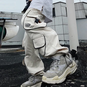 Hip Hop Supradimensionate, Pantaloni de Marfă Vrac Harajuku Joggeri Bărbați Largi Streetwear pantaloni de Trening Pantaloni Negri Femeie Y2K Pantaloni