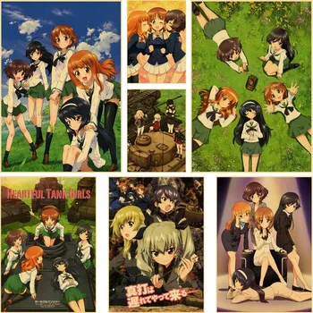 Japoneze Anime GIRLS Und PANZER Postere si Printuri Retro Kraft Hârtie de Perete de Arta Picturi Acasă Decorare Camera de zi Cafenea Decor