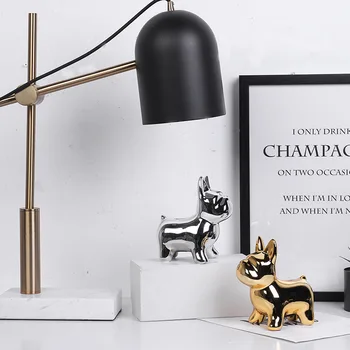 Kawaii Câine Animal De Sculptură Ornament Pusculita Acasă Decoratiuni Interioare Meserii Cadou Pentru Copii Modern Galvanizare Aur, Argint