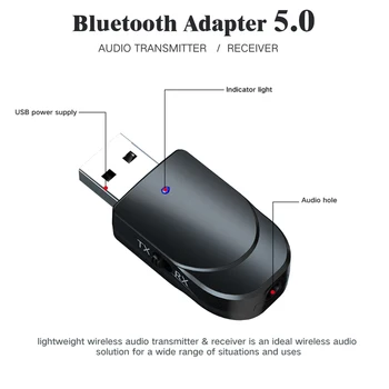 Kebidu USB Bluetooth Receptor Emițătoare 5.0 Wireless Audio Stereo Muzică adaptor Dongle TV pentru PC Difuzor Bluetooth pentru Căști