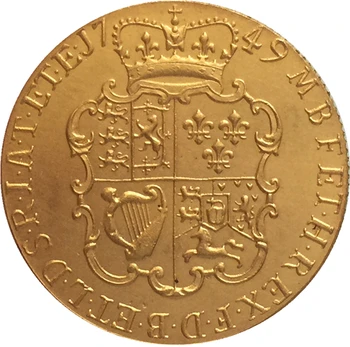 Marea BRITANIE 24 - K placat cu aur 1749 1 Guineea - George al II-lea monede copie