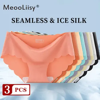 MeooLiisy 3PCS/Set fără Sudură Matase de Gheață Femei Chilotei Mijlocul Talie Culoare Solidă Fete Boxeri Pantaloni Respirabil