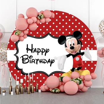 Minnie Mickey Forma Rotunda Disney Mickey Mouse-Ul De Nunta De Decorare Fundal Personalizat Petrecere Fundaluri Ziua De Nastere Decoratiuni De Perete