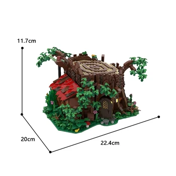 MOC Medieval Zână Pădure Cabana Bloc Kit Butuc Hut Casă în Copac Arhitectura de Cărămidă Model DIY Jucărie pentru Copii zile de Nastere Cadou