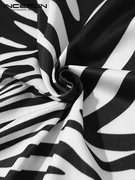 Moda Barbati Confortabil Homewear Onesies Toate-meci cu Dungi de Zebra Salopetă de Imprimare fără Mâneci Triunghi Bodysuit S-5XL 2022 INCERUN