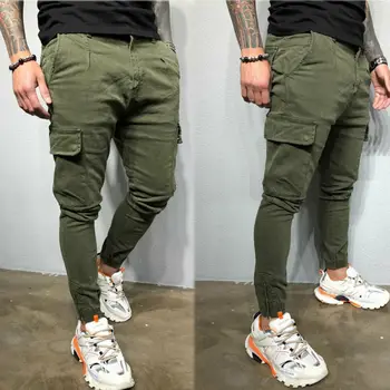 Moda pentru bărbați Buzunar Urban Picior Drept Pantaloni de Jogging Jogging Cargo Pantaloni Casual, Skinny Mulati Pantaloni de Creion