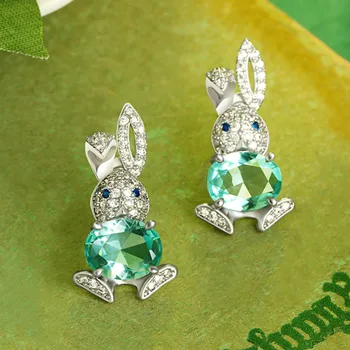 Moda Verde Iepure De Cristal Cercei Stud Pentru Femei Fată Minunat De Capsuni Bunny Animal Cercel Bijuterii De Nunta Cadouri De Partid