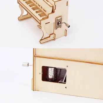 Model de pian Kituri de constructie din Lemn Music Box 3D Puzzle din Lemn Office Home Decor Birou Model de Dragoste Cadouri Jucării de Construcție