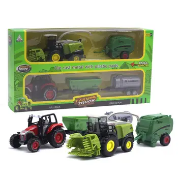 Modelul Cadou Jucărie pentru Copii de turnat sub presiune Vehicul 2 buc 1/42 Recoltat Tractor Farm Mașină de Crăciun