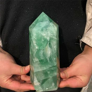 Naturale fluorit verde cristal de cuarț Obelisc bagheta magica de vindecare