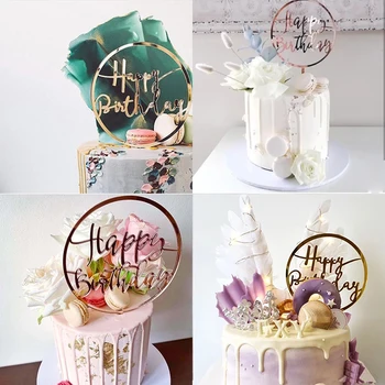 Noi Acrilice Happy Birthday Cake Topper De Aur Ziua Cupcake Toppers Steaguri Pentru Petrecere De Aniversare Pentru Copii Decoratiuni Tort Copilul Showe