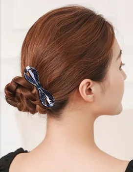 Noi coreean Albastru Bowknot Aliaj de Primăvară Părul Clip cu Stras Mic Premium Top Clip Elegant Mama de Moda Bijuterii de Păr