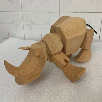 Nou Creat Lemn De Fag Rinocer Camera De Zi De Decorare Arta De Artizanat Jucărie De Lemn Rinocer