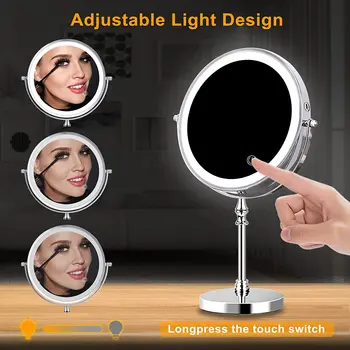 Oglindă de machiaj USB Reîncărcabilă 7 Inch 3 Lumini de Culoare Două Fețe Mărire a CONDUS Oglindă Touch Oglinzi Cosmetice