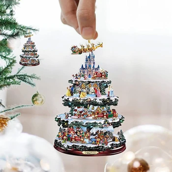 Ornamente De Crăciun Acrilice Plat Haning Ornament Pom De Crăciun Decor Auto Oglinda Retrovizoare Pandantiv Ambarcațiuni De Colectare