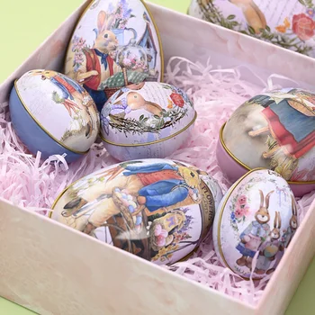 Ouă De Paști În Formă De Cutie De Bomboane Iepurasul De Paste De Imprimare Tablă Tablă Cositorită Caz Creative Ambalaje Din Metal Cutii Decor Petrecere Copil Cadouri