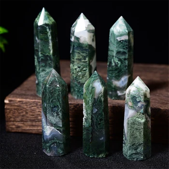 Pietre Prețioase, Cristale De Cuarț De Vindecare Punct Tower Green Moss Agat Turnul De Cristal Baghete Pentru Decor Acasă