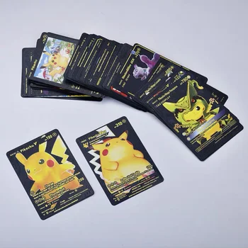 Pokemon Metal Card Pack Vmax Caz Mew GX Cutie de Aur, Argint Charizard spaniolă Set Eevee Scrisoare Negru engleză Pikachu Hârtie V Mewtwo