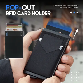 Pop-Up automat RFID Carte de IDENTITATE de sex Masculin Portofel Mini Pachet Aluminiu Metal Echipament de Protecție Sac de Depozitare Inteligent de Eliberare Rapidă Portofel
