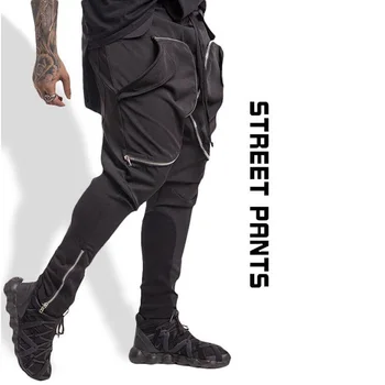 Primavara Toamna Noi De Vânzare Fierbinte Europene Și Americane Bărbați Tendință De Moda Hip Hop Multi-Buzunar Cu Fermoar Design High Street Casual Pantaloni