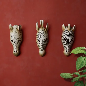 Primitive Stil African Emulational Animale Masca Agățat De Perete Decor Bar, Restaurant Creativ Perete Opera De Arta La Modă Rasina De Artizanat
