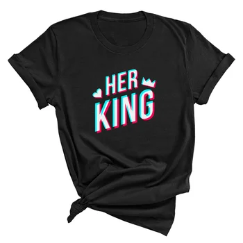 Regele și Regina tricouri pentru Cupluri Iubitor de Bumbac T-Shirt pentru Fete Baieti Plus Dimensiunea Femei de Vară și Tricouri Barbati Top Tee Top Casual