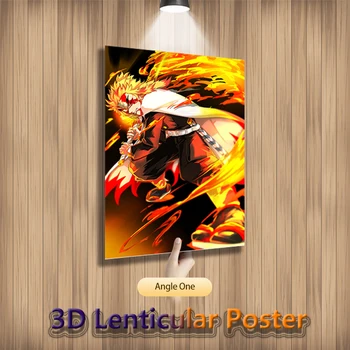 Rengoku Akaza Demon Slayer Anime Mișcare 3D Lenticular Poster Pentru Camera Decor de Arta de Imprimare(Fără Cadru)