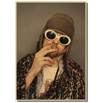 Retro Hârtie Kraft Poster Kurt Cobain Cantareata Muzica Rock Star Band Perete Postere De Arta De Perete Poza Decor Decor Acasă