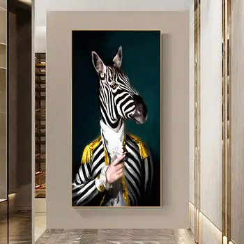 Rezumat Animal Elefant, Leu, Zebra Intrarea Decor Poster Creativ Animale De Modelare Arta De Perete Pictura Panza Printuri De Imagini