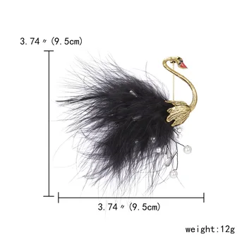 Rinhoo Alb Negru Pene De Cristal Imitație Pearl Păsări Broșe Pentru Femei Elegante Animale De Pin Rever Rochie Corsaj Petrecere Bijuterii
