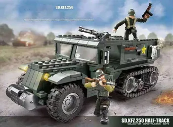 Război mondial militar Germania SD.KFZ.250 de mega bloc model ww2 armata cifre Hanomag Armura off-road cărămizi de construcție jucării de colecție