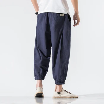 Stil Chinezesc Lenjerie De Pat Din Bumbac Trunchiate Pantaloni De Vara Pantaloni Casual Harem 2021 Japoneză Streetwear Harajuku Joggeri Bărbați Îmbrăcăminte