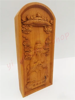 Taoist token, fulger jujube lemn, de relief, Hongjun strămoș token, Hongjun strămoș statuie, rafinat Taoist meserii
