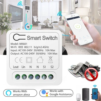 Tuya 16A Mini Smart Switch Întrerupător Wifi App Timer Suport Modul 2-Way Switch-uri DIY Cu Alexa de Start Google Alice Control Vocal