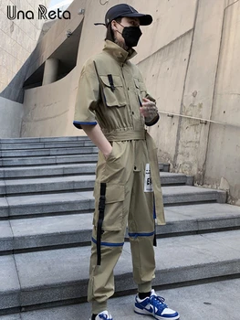 Una Reta Bărbați Seturi Noi de Hip-hop cu Fermoar detașabil design Salopeta-O singură Bucată Bărbați Salopeta Harajuku Câteva costume de Streetwear Om
