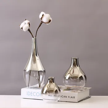 Vaza de sticla argint uscare Nordic vaza decor decor acasă ghiveci Decor cadou de Crăciun acasă decorare