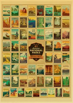 Vintage Poster Faimosul Parc Național Peisaj Retro Postere si Printuri de Arta Pentru Casa Living autocolant de Perete Decalcomanii de Pictura