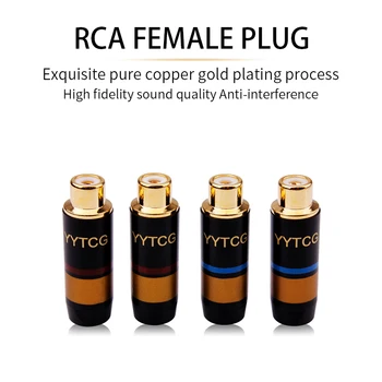 YYTCG 4buc/lot de Înaltă Calitate Placare cu Aur Conector RCA RCA Feminin Jack Adaptor Audio/Video Conector de Sârmă